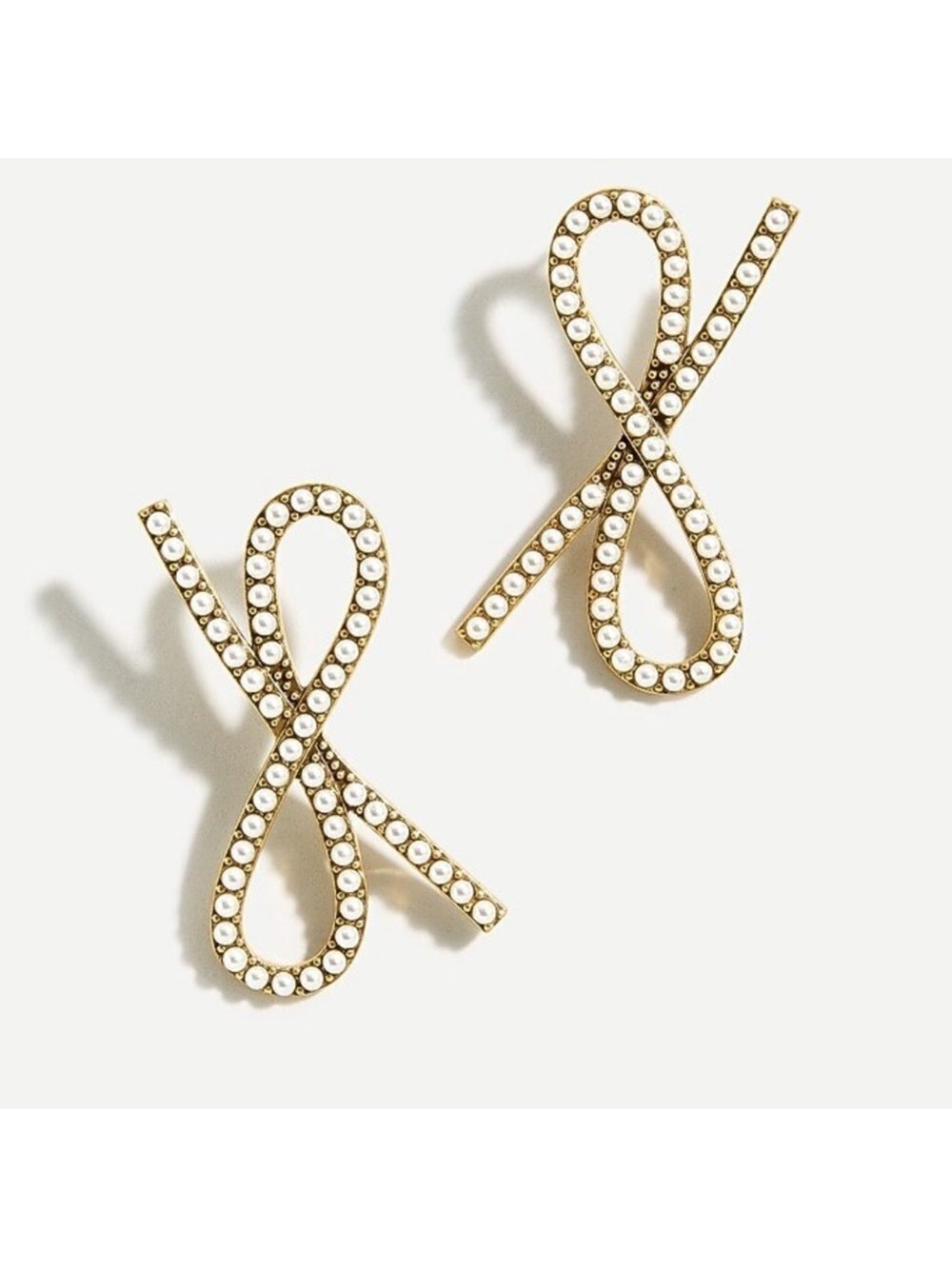 J. Crew Bow Earrings pearl detailing new with tags with dust bag